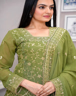 Thumbnail for Yash Enterprise Light Green Georgette Embroidery Suit Set