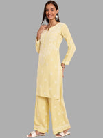 Thumbnail for ADA Ethnic Motifs Embroidered Chikankari Straight Kurta with Palazzos - Distacart