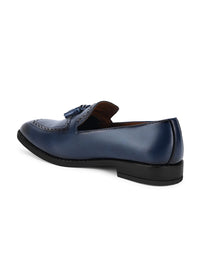 Thumbnail for LOUIS STITCH Men Federal Blue Formal Slip-On Tassel Moccasin Shoes