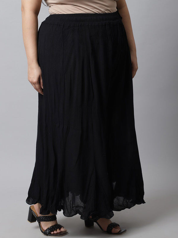 TAG 7 Women Black Flared Ethnic Palazzos