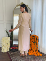 Thumbnail for The52 Women's Chiku Embroidered Viscose Fabric Straight Kurta, Pant and Dupatta Set