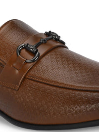 Thumbnail for House of Pataudi Men Textured Formal Slip On Loafers