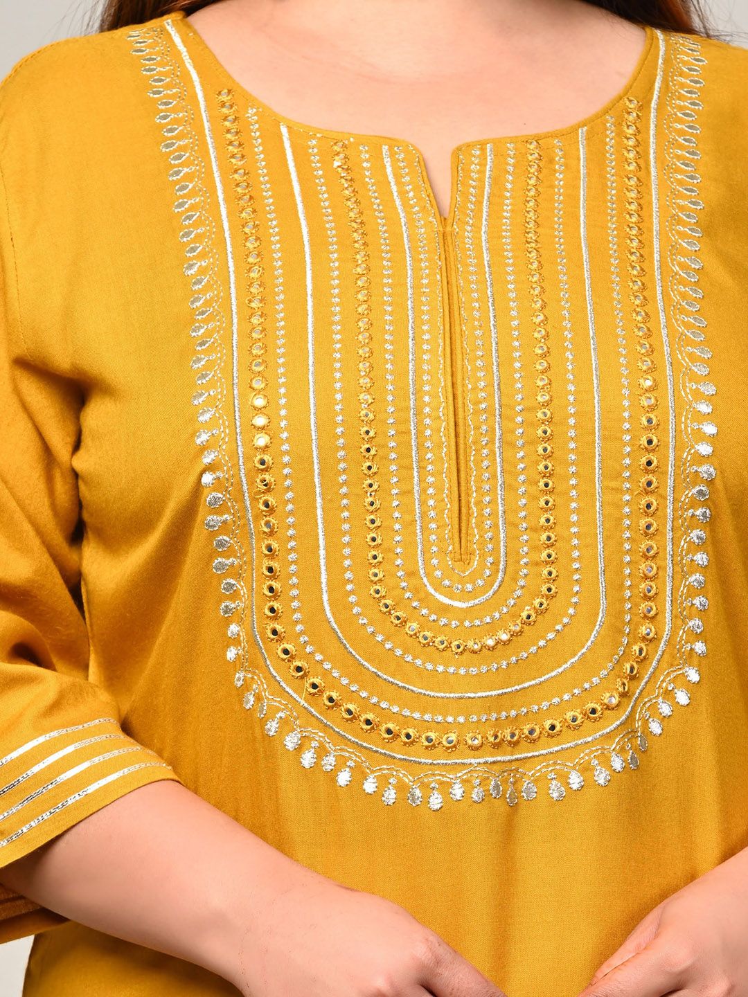 Swasti Women Mustard Yellow Printed Flared Sleeves Floral Kurta - Distacart