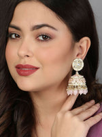 Thumbnail for Meenakari Pink Jhumka Earrings By House of Ree - Distacart