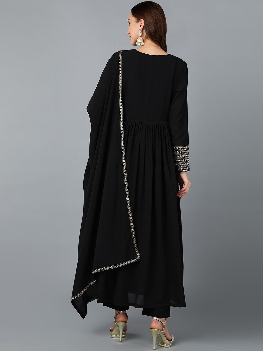 Kalini Yoke Design Empire Sequinned Kurta with Trousers & Dupatta - Distacart