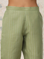 Thumbnail for Ode by House of Pataudi Striped Regular Gotta Patti Kurta With Trousers - Distacart