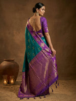 Thumbnail for Shree Shyam Fashion Teal Green Soft Silk Saree - Distacart