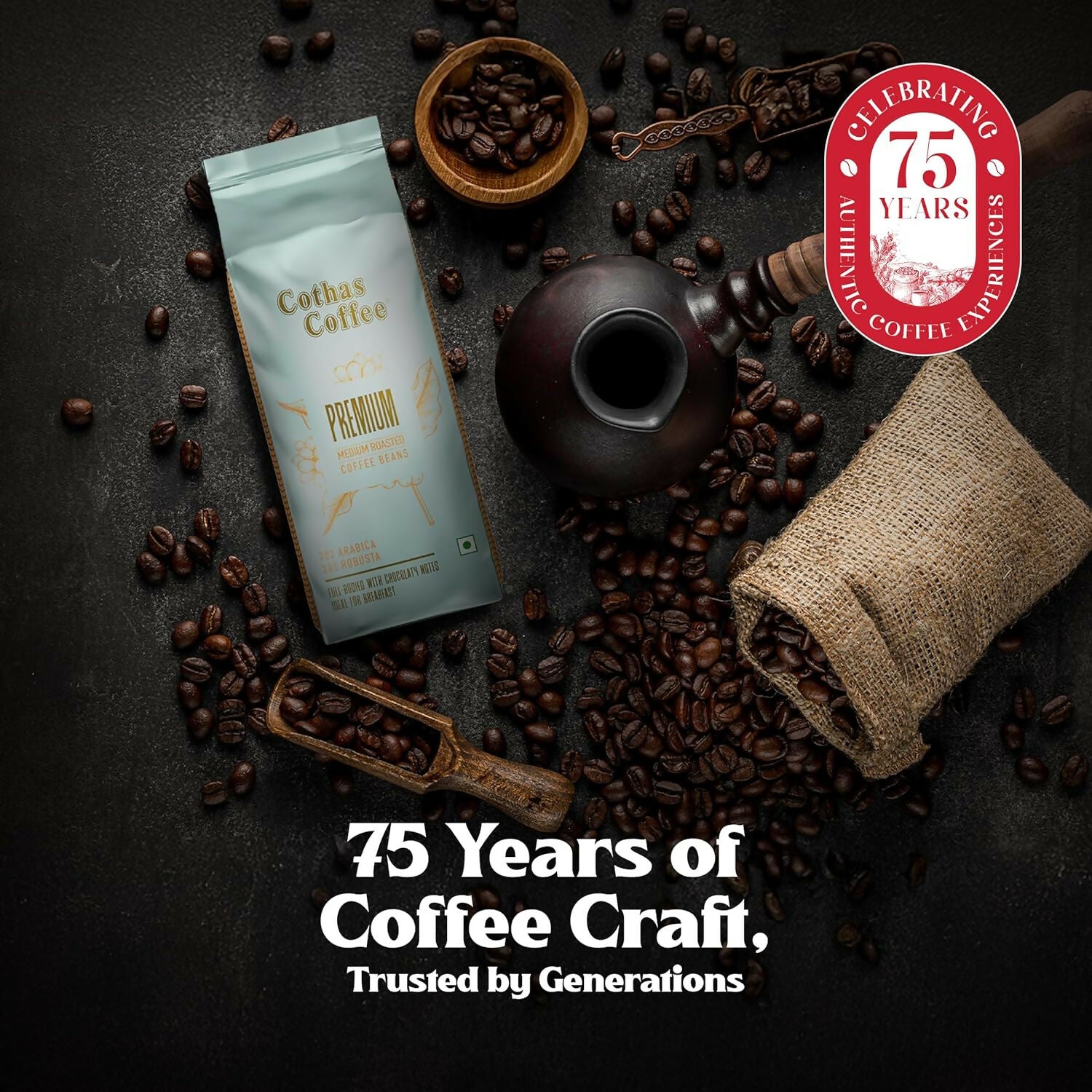Cothas Coffee Premium Gold Medium Roasted Coffee Beans - Distacart