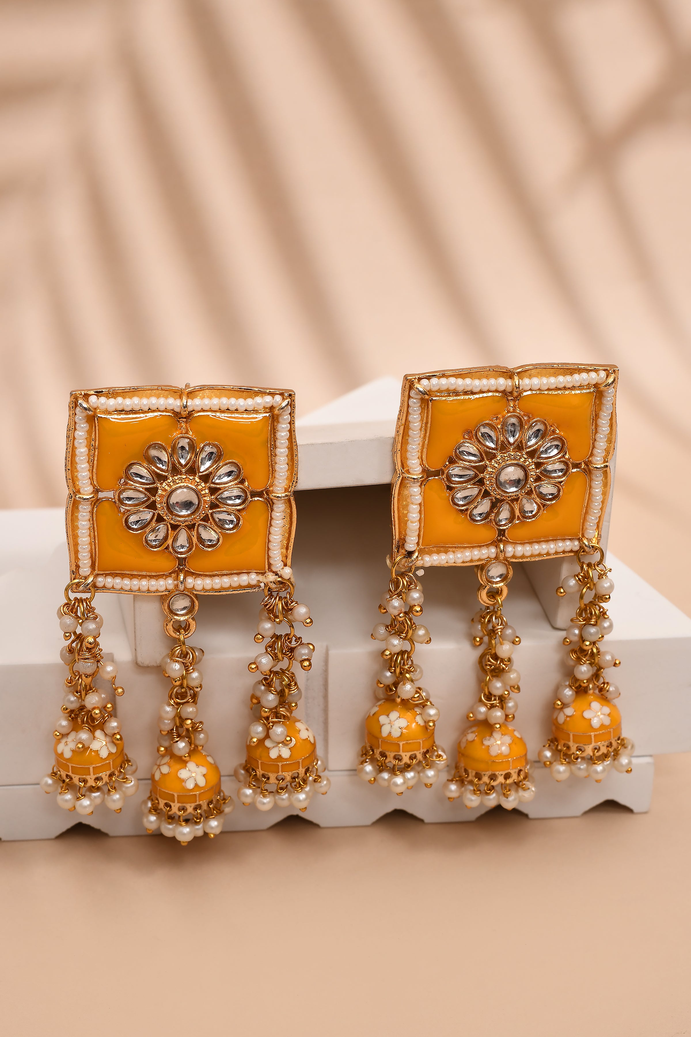 New Stylish Meenakari Yellow Jhumki Earring for Womens by House of Ree - Distacart