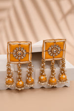 Thumbnail for New Stylish Meenakari Yellow Jhumki Earring for Womens by House of Ree - Distacart