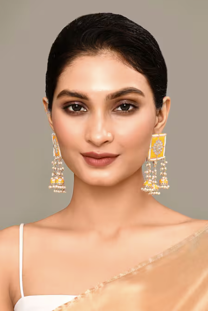New Stylish Meenakari Yellow Jhumki Earring for Womens by House of Ree - Distacart