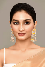 Thumbnail for New Stylish Meenakari Yellow Jhumki Earring for Womens by House of Ree - Distacart