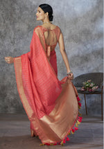 Thumbnail for Anaita Red Cotton Silk Zari Woven Work Saree With Blouse Piece - Distacart