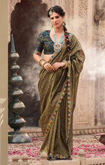 Thumbnail for Anaita Designer Dark Mehendi Weaving Soft Tissue Silk Saree With Designer Blouse - Distacart