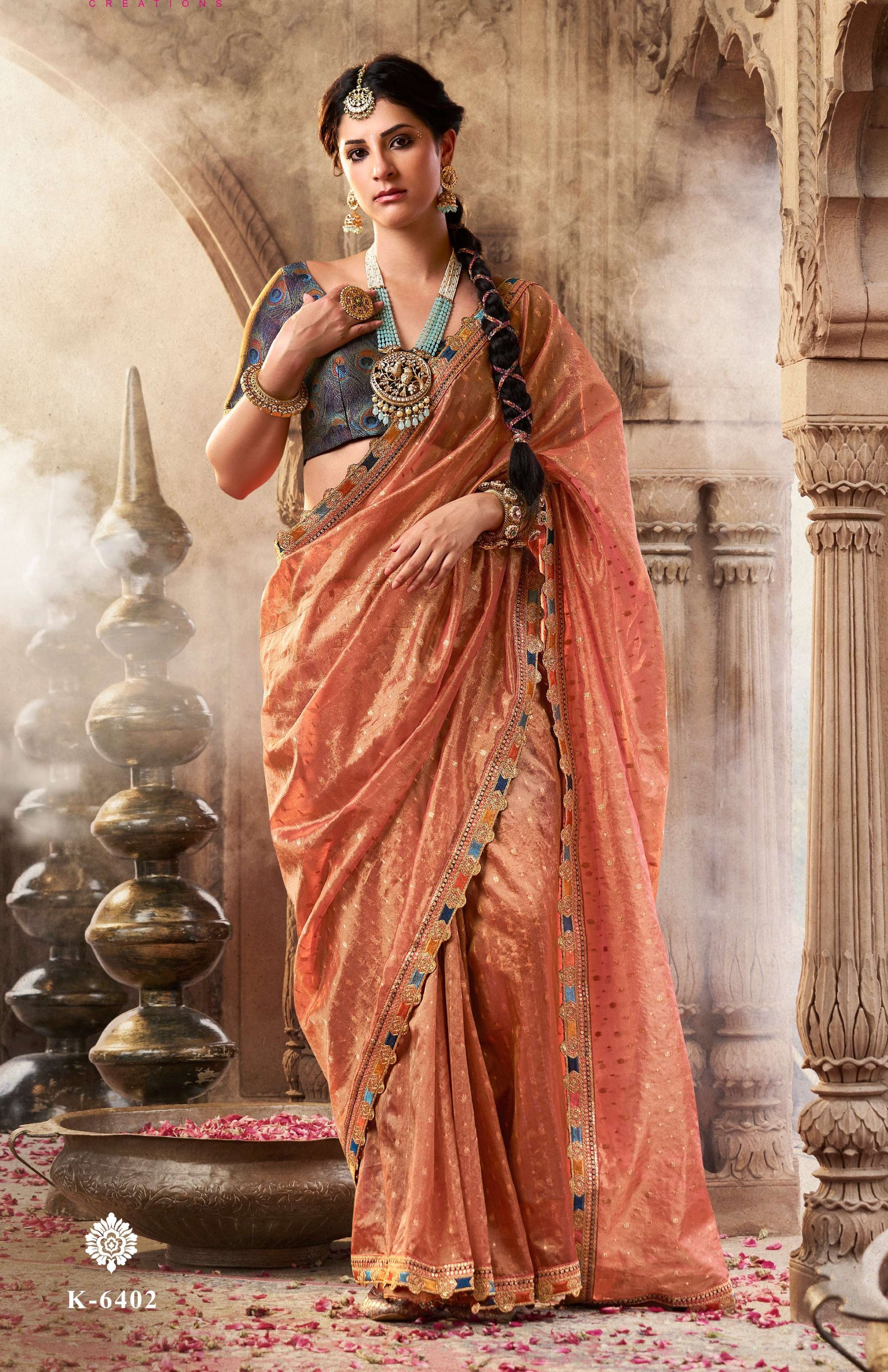 Anaita Designer Orange Weaving Soft Tissue Silk Saree With Designer Blouse - Distacart