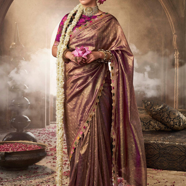 Anaita Designer Purple Weaving Soft Tissue Silk Saree With Designer Blouse - Distacart