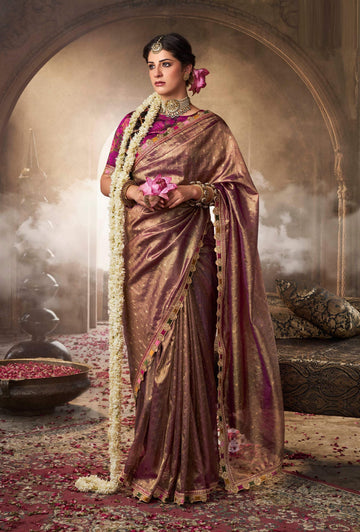 Anaita Designer Purple Weaving Soft Tissue Silk Saree With Designer Blouse - Distacart