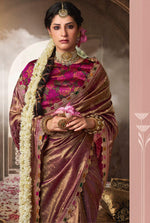 Thumbnail for Anaita Designer Purple Weaving Soft Tissue Silk Saree With Designer Blouse - Distacart