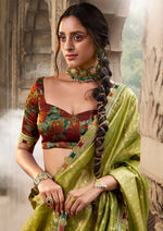 Thumbnail for Anaita Designer Light Green Weaving Soft Tissue Silk Saree With Designer Blouse - Distacart