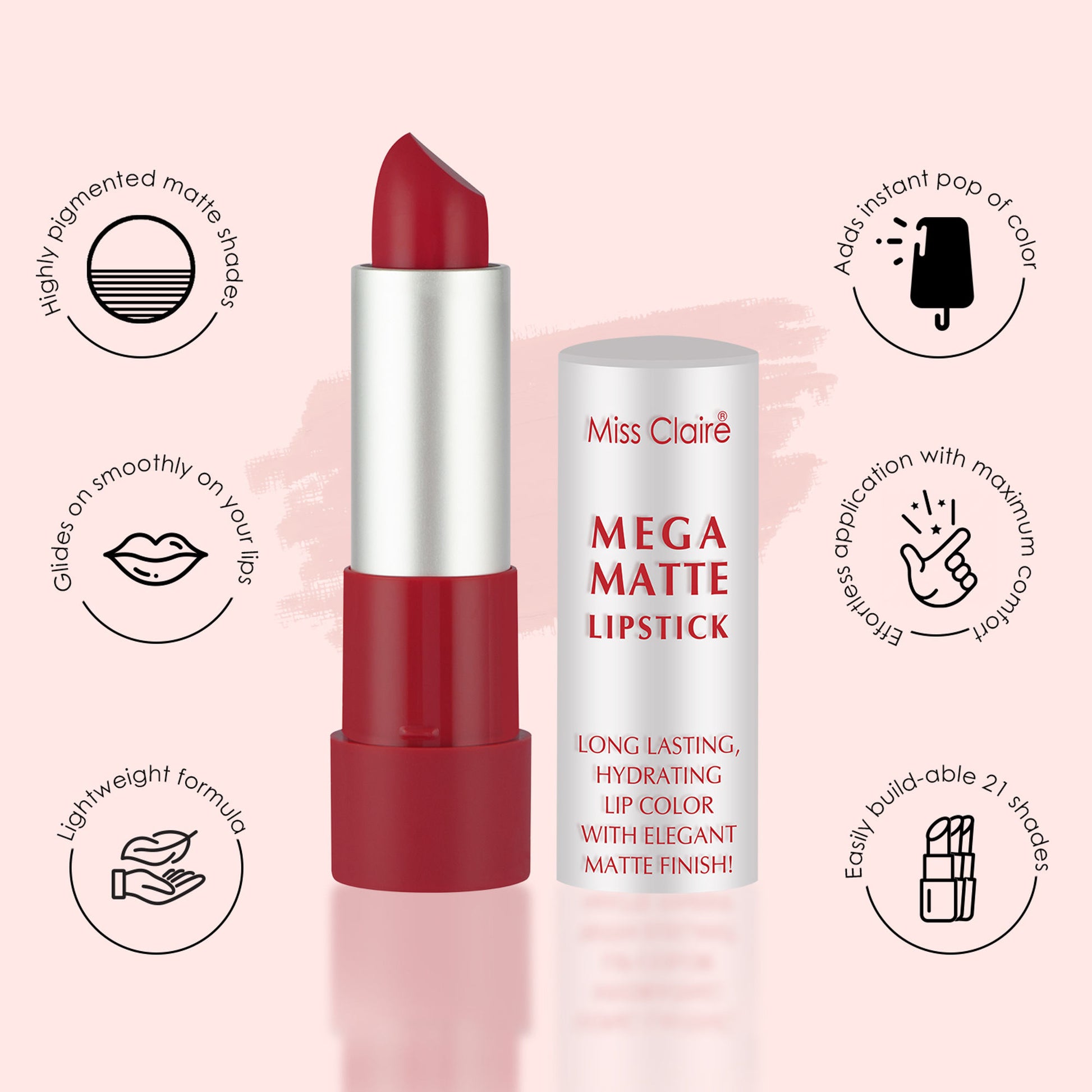 Miss Claire Mega Matte Lipstick - 16 - Distacart