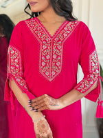 Thumbnail for The52 Beautiful Women's Thread work Viscose Fabric Straight Kurta, Pant and Dupatta Set