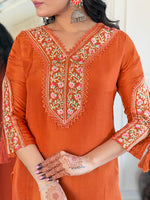 Thumbnail for The52 Beautiful Women's Thread work Viscose Fabric Straight Kurta, Pant and Dupatta Set