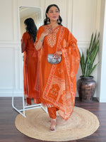 Thumbnail for The52 Beautiful Women's Thread work Viscose Fabric Straight Kurta, Pant and Dupatta Set