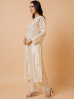 Thumbnail for HOUSE OF KARI Floral Embroidered Silk Chikankari Kurta - Distacart