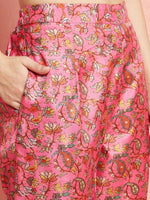 Thumbnail for Aks Floral Printed Round Neck Kurta With Trousers - Distacart