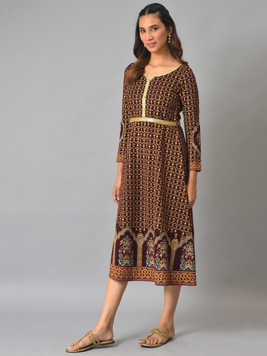 AURELIA Ethnic Motifs A-Line Midi Dress