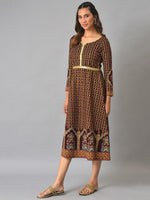Thumbnail for AURELIA Ethnic Motifs A-Line Midi Dress