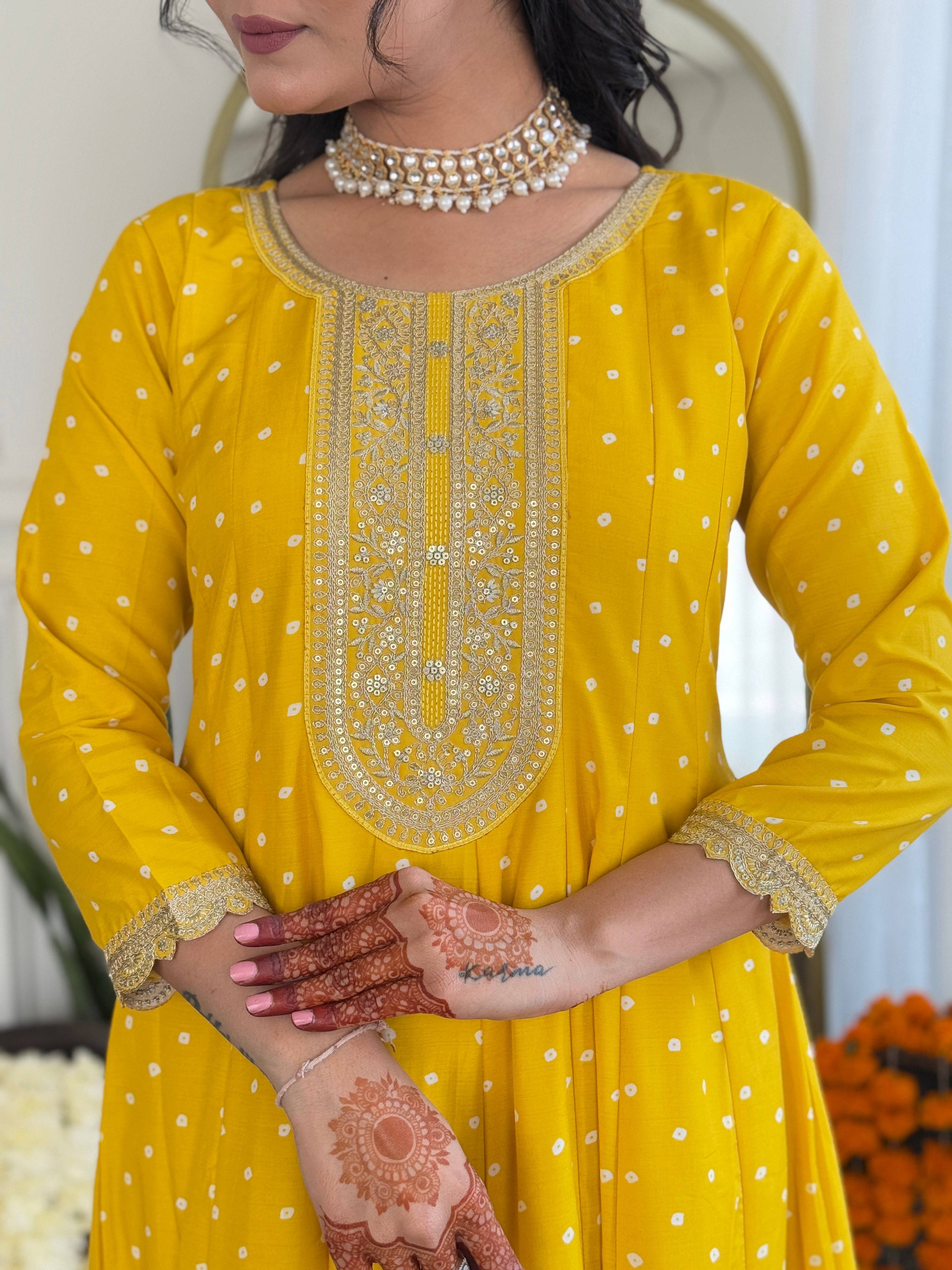 The52 Women's Beautiful Art Silk Embroidered Flared Kurta with Pant And Dupatta Set