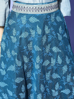 Thumbnail for InWeave Blue & Grey Chanderi Skirt Fusion Set