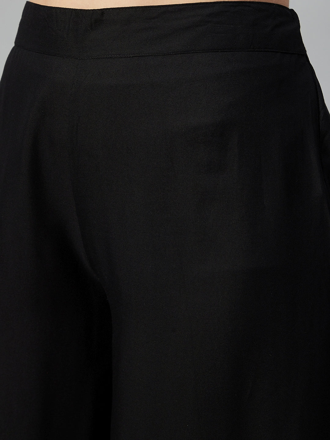 InWeave Black Strappy Set With Peach Hand Print Dupatta