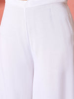 Thumbnail for InWeave White Strappy Kurta Set With Pink Hand Print Dupatta