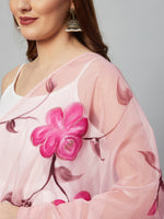 Thumbnail for InWeave White Strappy Kurta Set - Pink Hand Print Dupatta