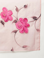 Thumbnail for InWeave White Strappy Kurta Set - Pink Hand Print Dupatta