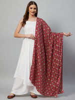 Thumbnail for InWeave White Strappy Set - Maroon Fosilk Dupatta