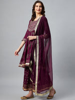 Thumbnail for InWeave Wine Gota Mirror Sharara Set