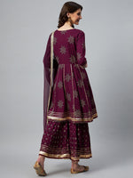 Thumbnail for InWeave Wine Gota Mirror Sharara Set