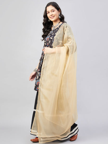 InWeave Black Tropical Sharara Set Gold Or Dupatta - Distacart