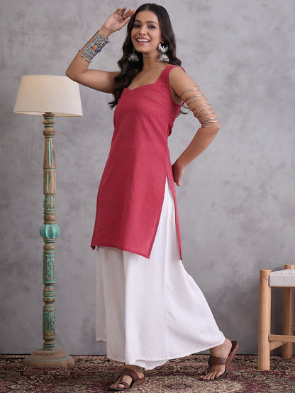 InWeave Maroon Kantha Cream Palazzo Set - Distacart