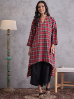 Thumbnail for InWeave Red Black Check Black Palazzo Set