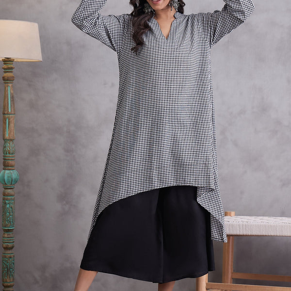 InWeave Black Small Check Black Palazzo Set - Distacart