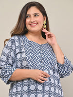 Thumbnail for Swasti Women Plus Size Navy Blue Floral Printed Cotton Kurta - Distacart