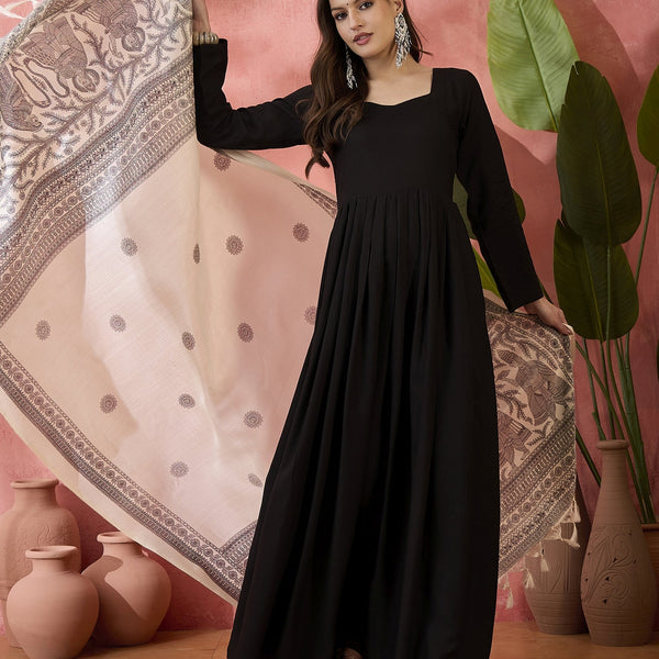 InWeave Black Sweetheart Kurta With Dupatta - Distacart
