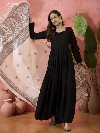 InWeave Black Sweetheart Kurta With Dupatta - Distacart