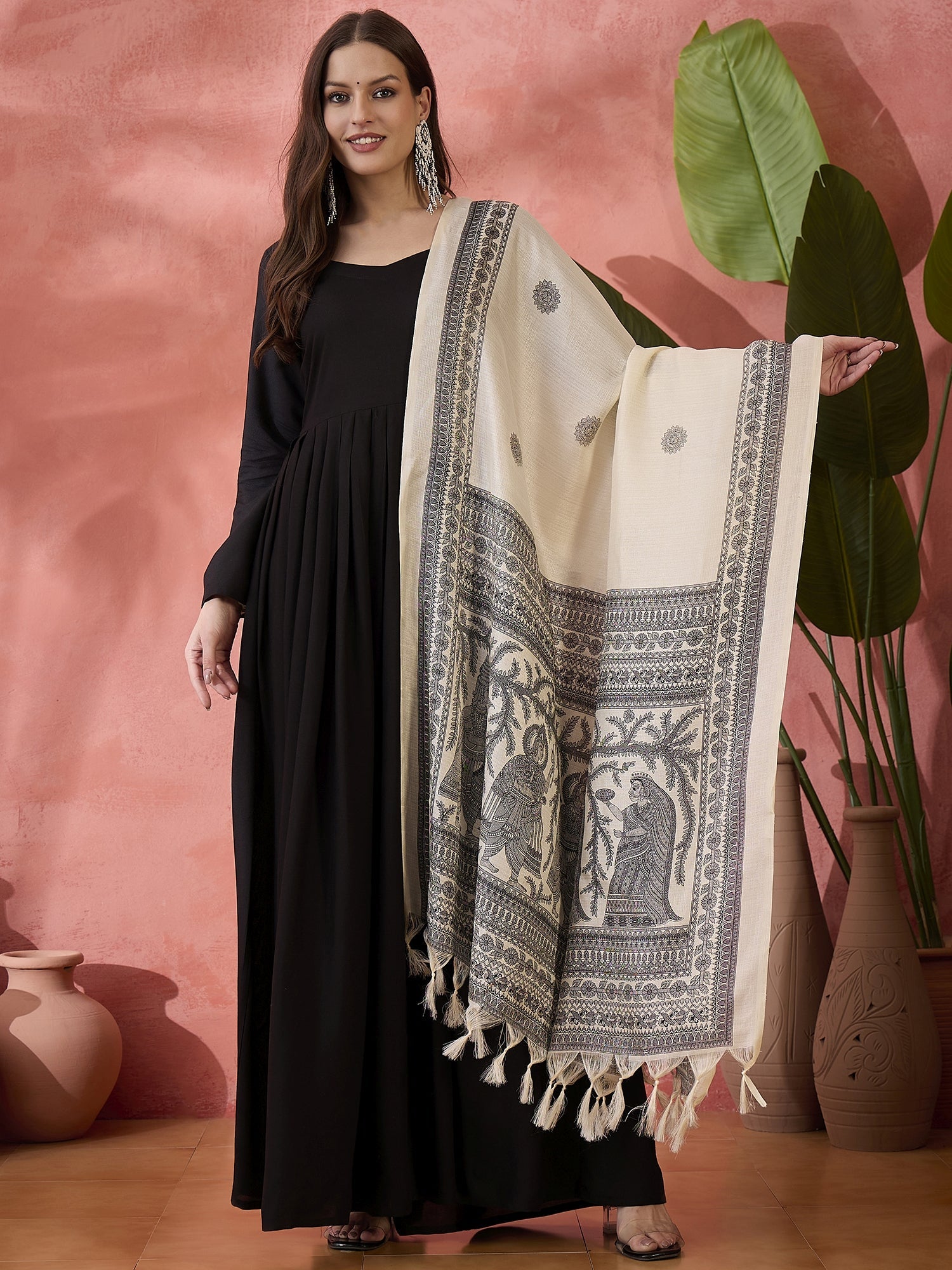InWeave Black Sweetheart Kurta With Dupatta - Distacart