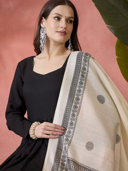 InWeave Black Sweetheart Kurta With Dupatta - Distacart