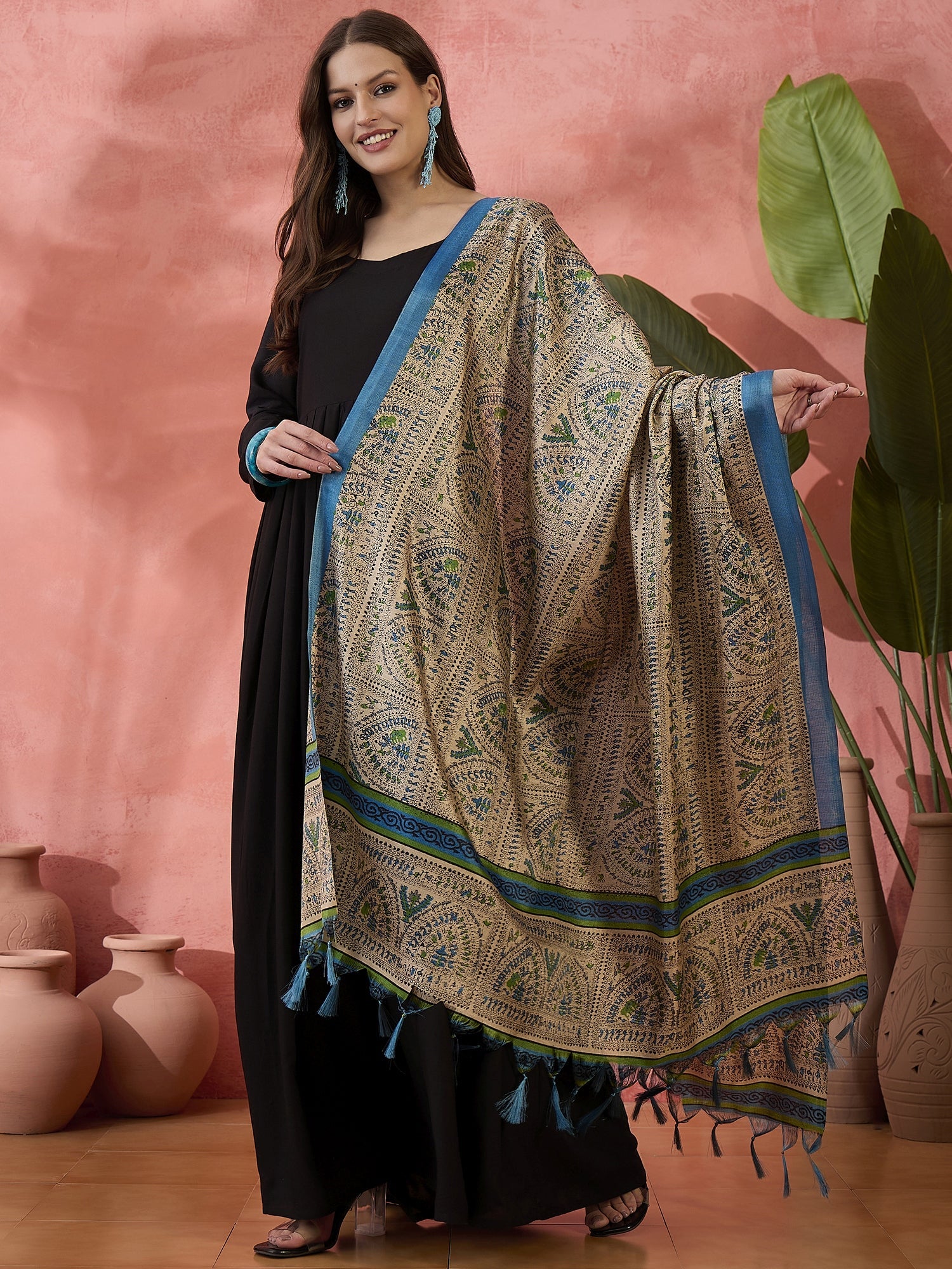 InWeave Black Sweetheart Kurta With Dupatta - Distacart